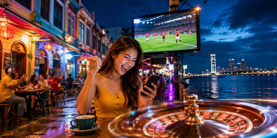 Meja roulette kasino dalam talian Pulau Pinang dengan pemain aktif dan suasana menarik